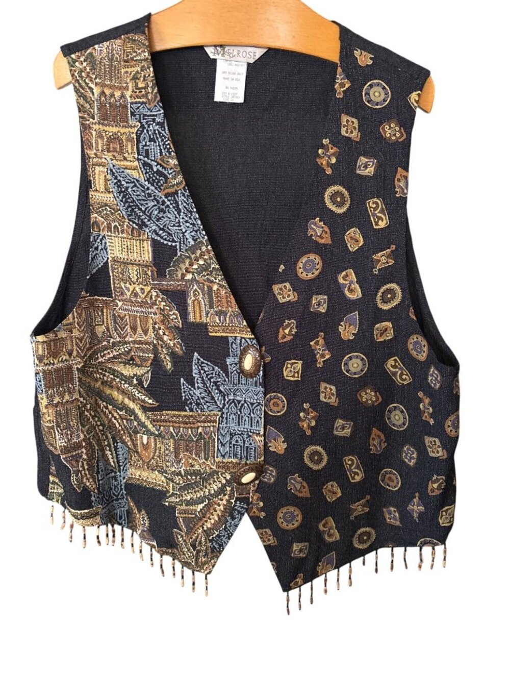 Women's Vintage Vest Size 16 Multicolor Academia Boho Hippie Festival Beads vgc
